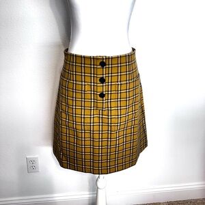 LOFT Tan Plaid A-Line Skirt